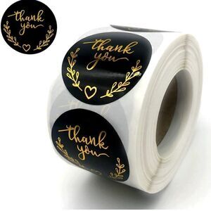 Thank You stickers Black and Gold - 1.5” roll of 500 NWT